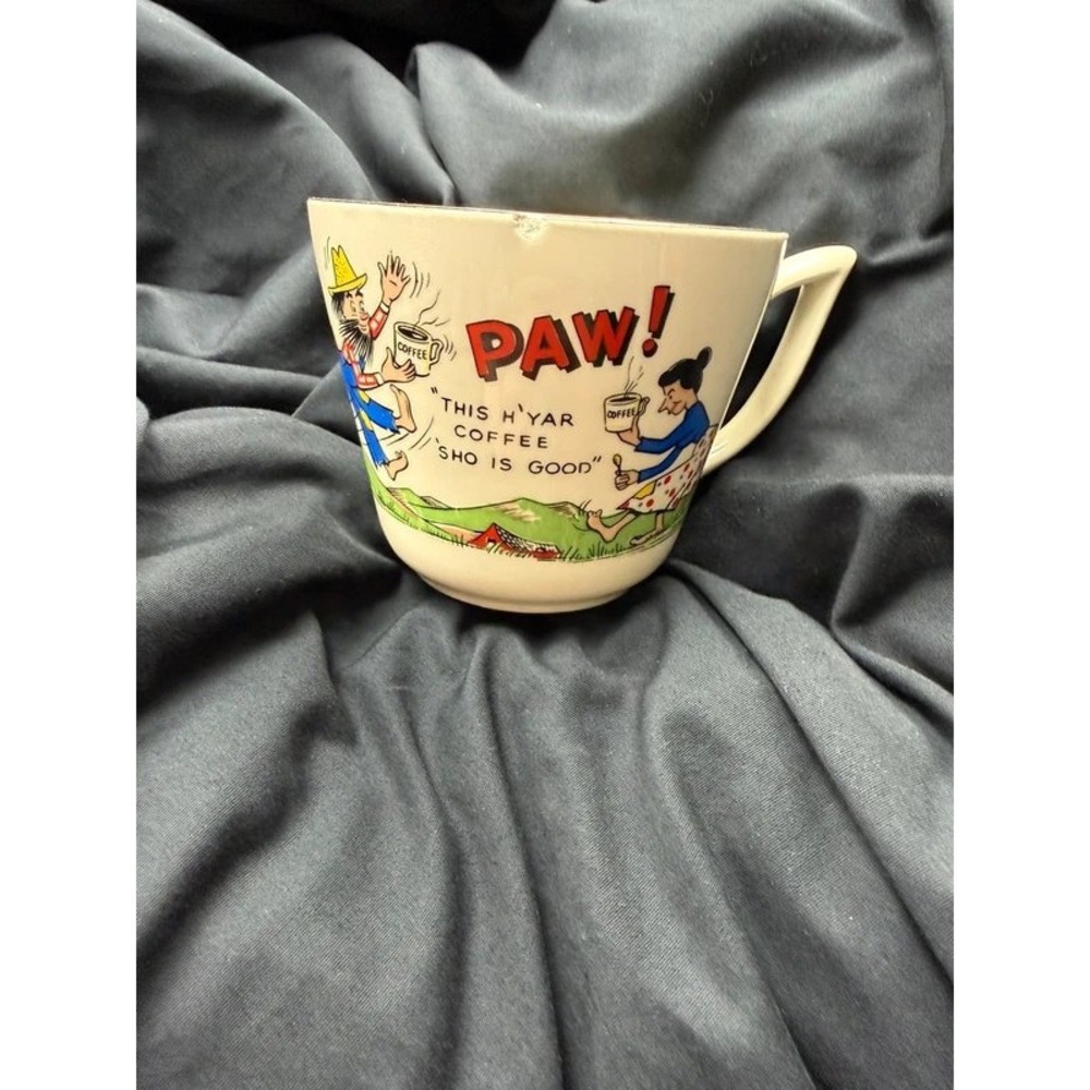 Vintage Hillbilly Paw This H'Yar Coffee Sho Is Good Mug USA Novelty Cup